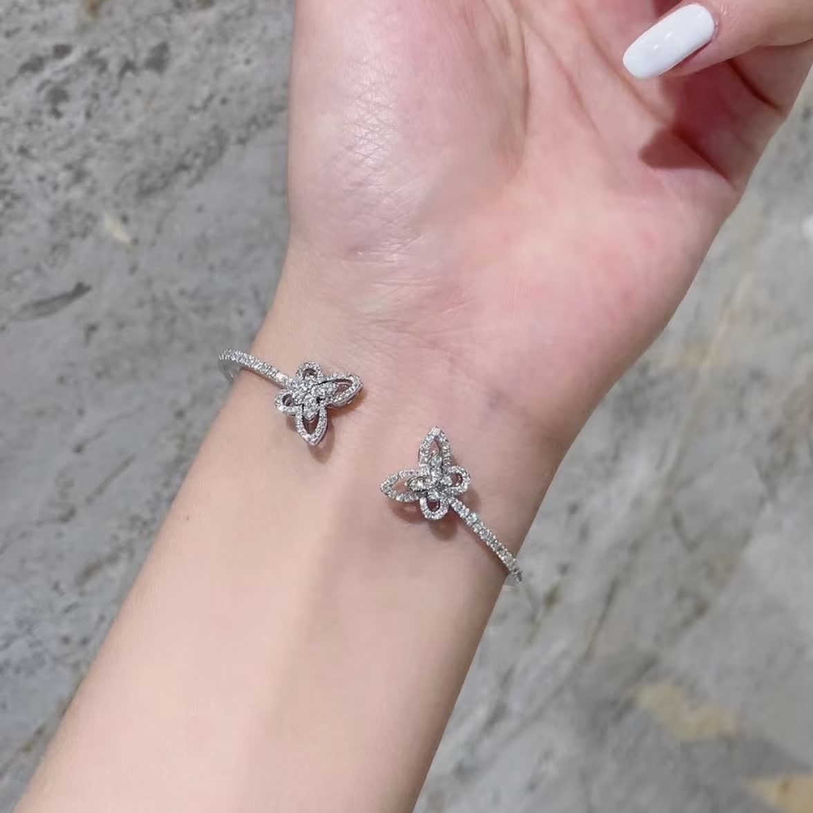 Van Cleef & Arpels Alhambra Diamond Bangle Bracelet