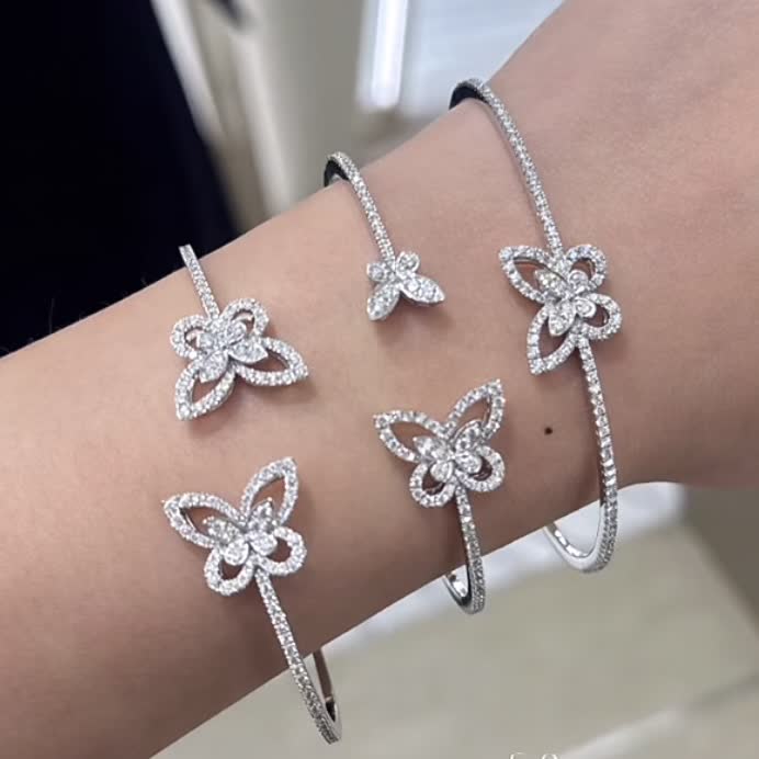 Van Cleef & Arpels Alhambra Diamond Bangle Bracelet
