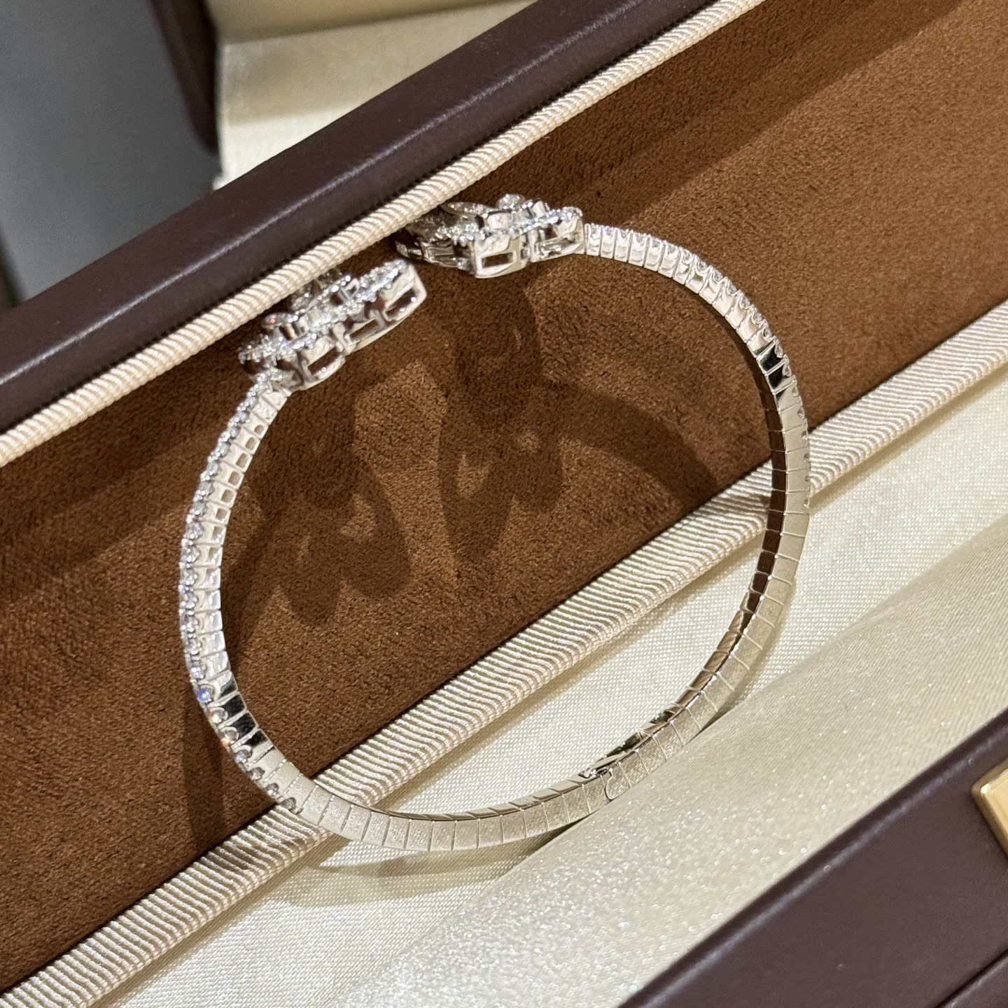 Van Cleef & Arpels Alhambra Diamond Bangle Bracelet