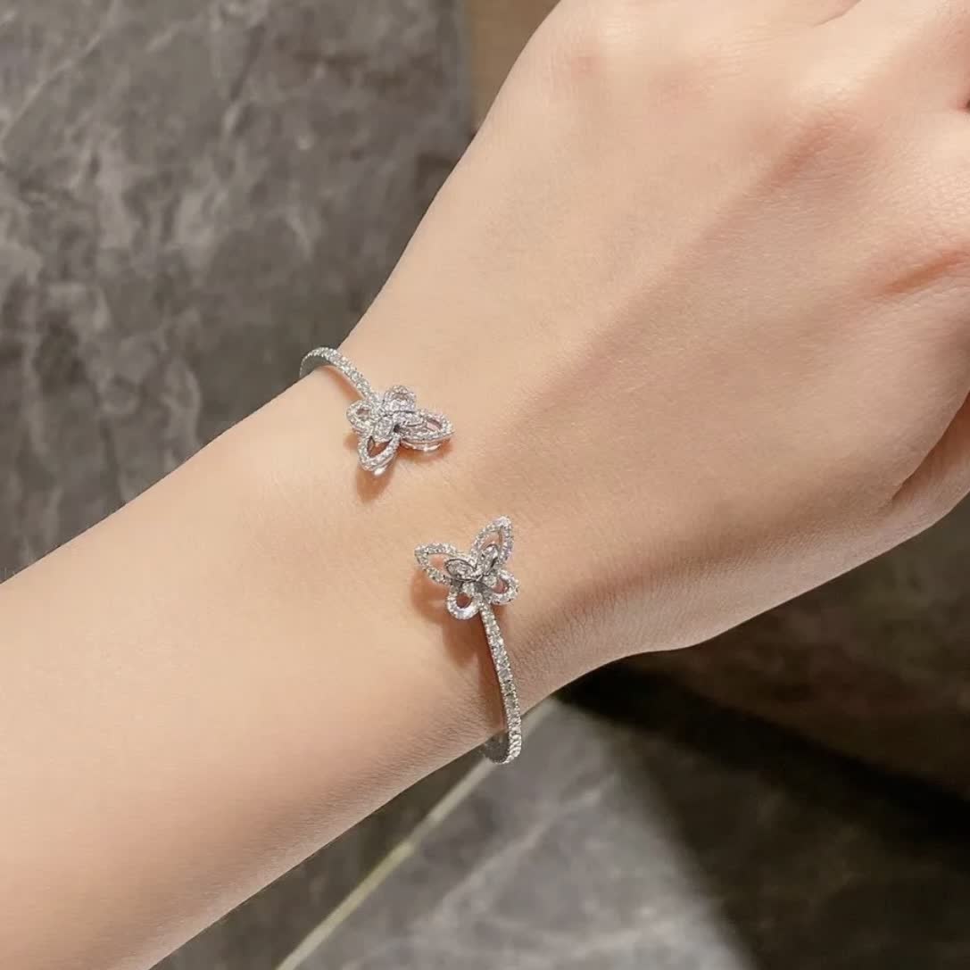 Van Cleef & Arpels Alhambra Diamond Bangle Bracelet