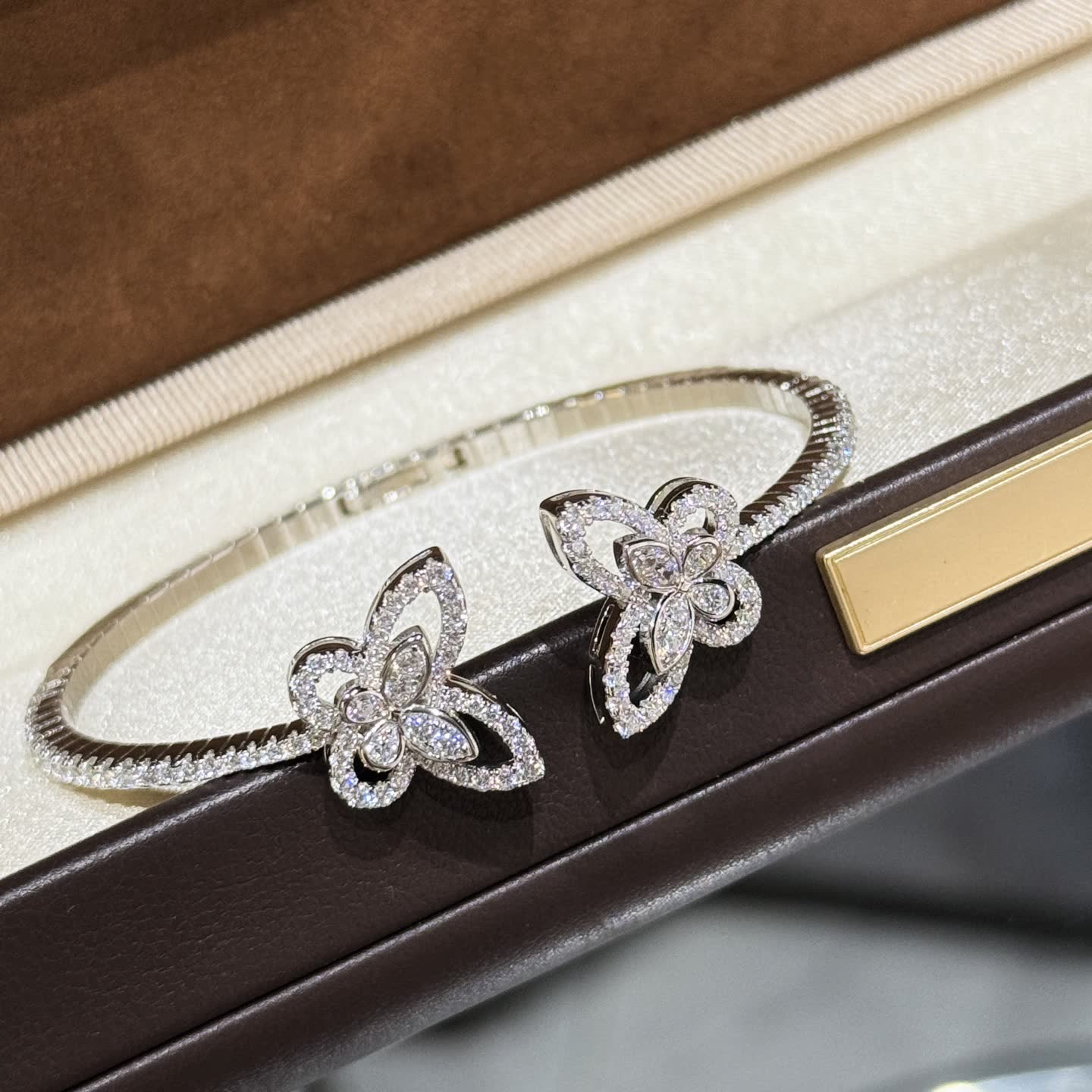 Van Cleef & Arpels Alhambra Diamond Bangle Bracelet