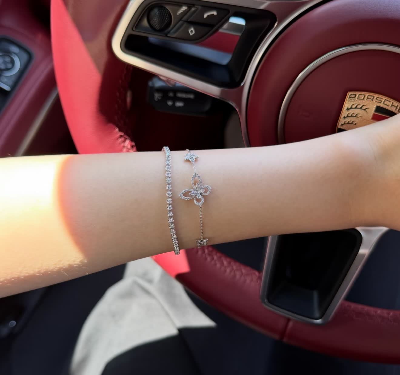 Graff Silver Diamond Butterfly and Flower Bracelet