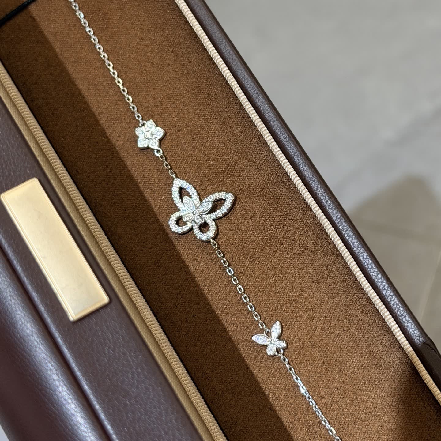 Graff Silver Diamond Butterfly and Flower Bracelet