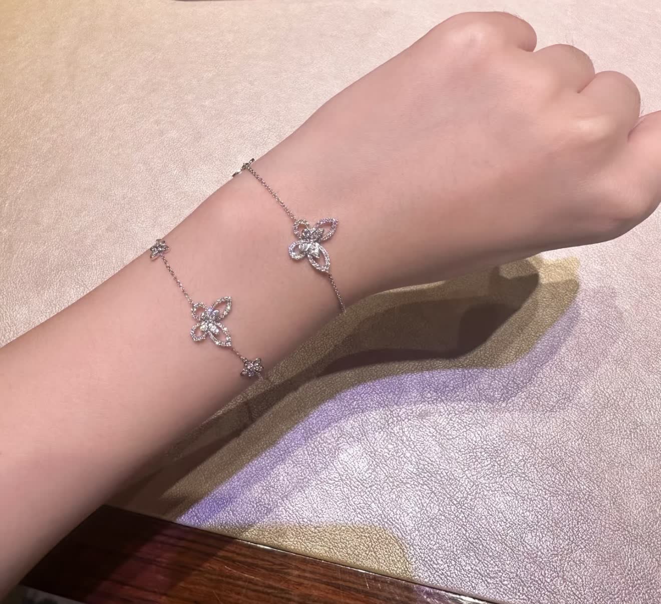 Graff Silver Diamond Butterfly and Flower Bracelet