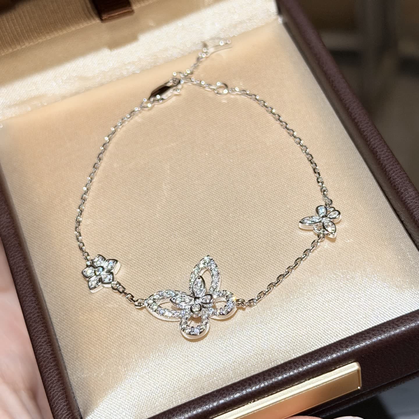 Graff Silver Diamond Butterfly and Flower Bracelet