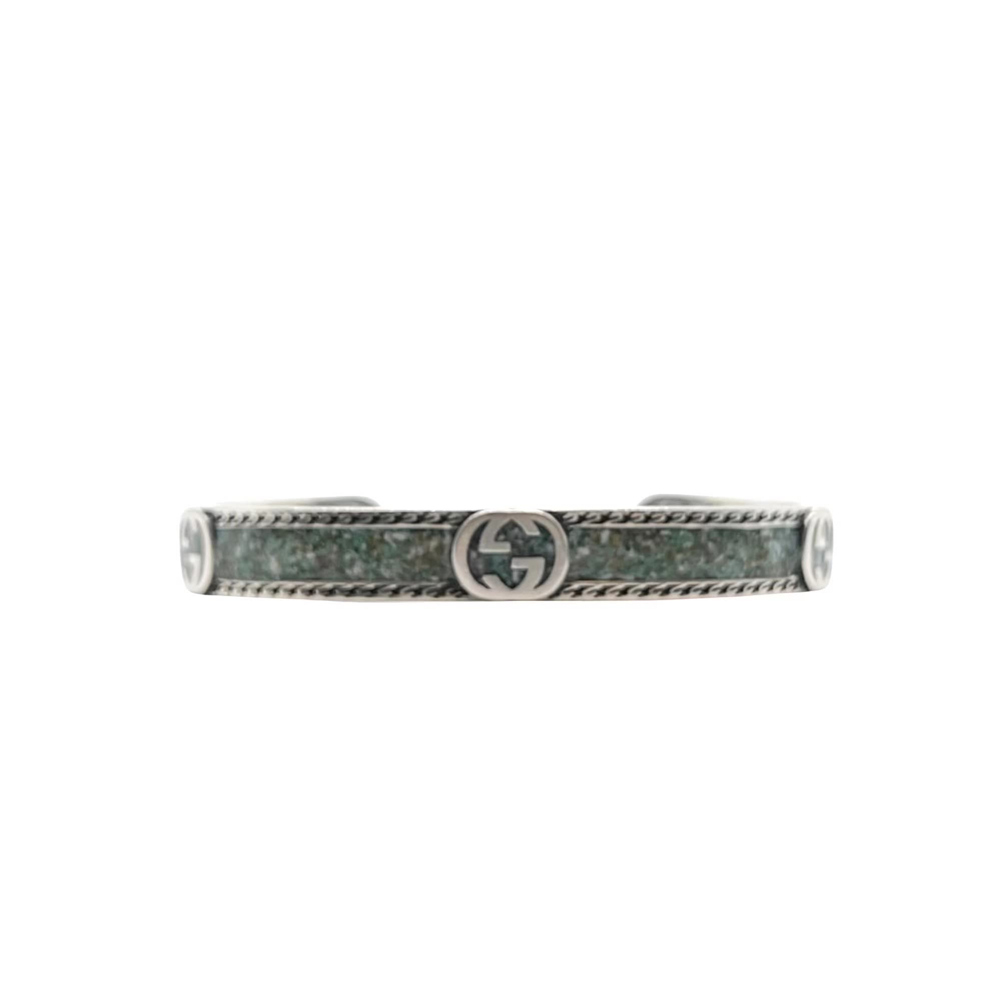 Gucci Silver and Green Stone Bracelet Gucci Silver and Green Stone Bracelet