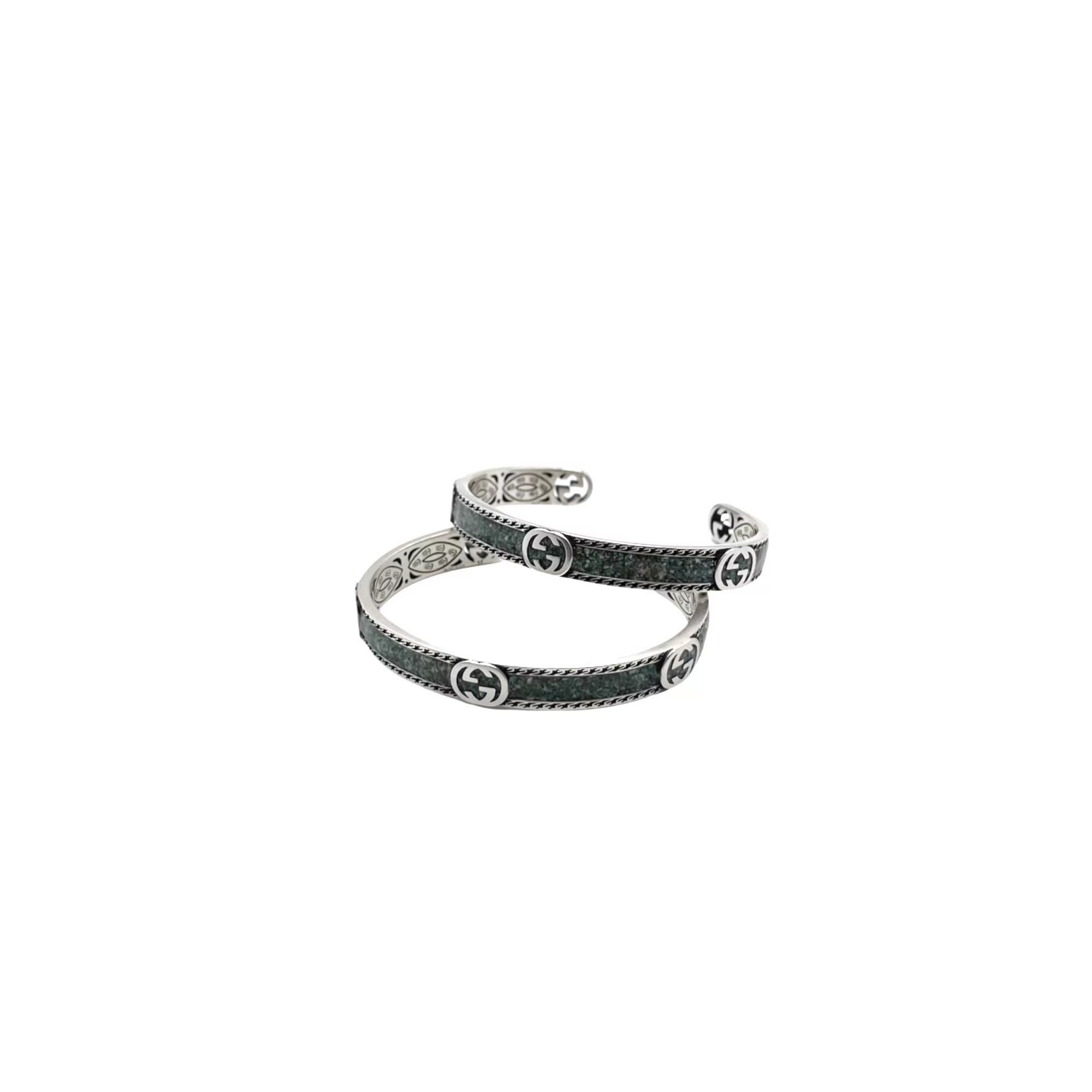 Gucci Silver and Green Stone Bracelet