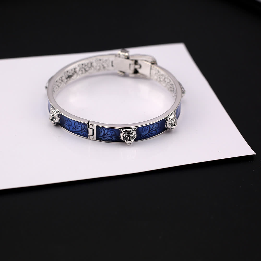 Gucci Silver Blue Enamel Tiger Bracelet Gucci Silver Blue Enamel Tiger Bracelet