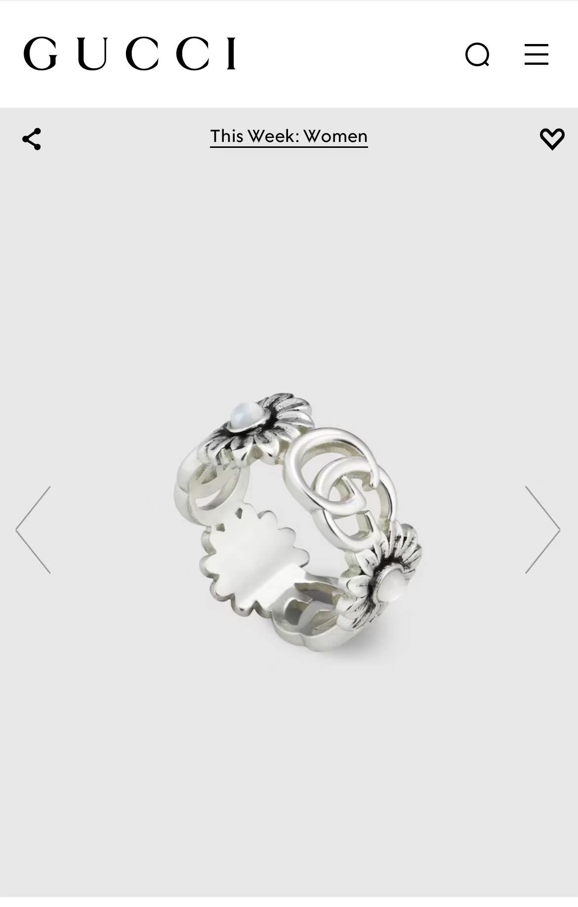 Gucci Ring with Interlocking G and Flower Design Gucci Ring with Interlocking G and Flower Design
