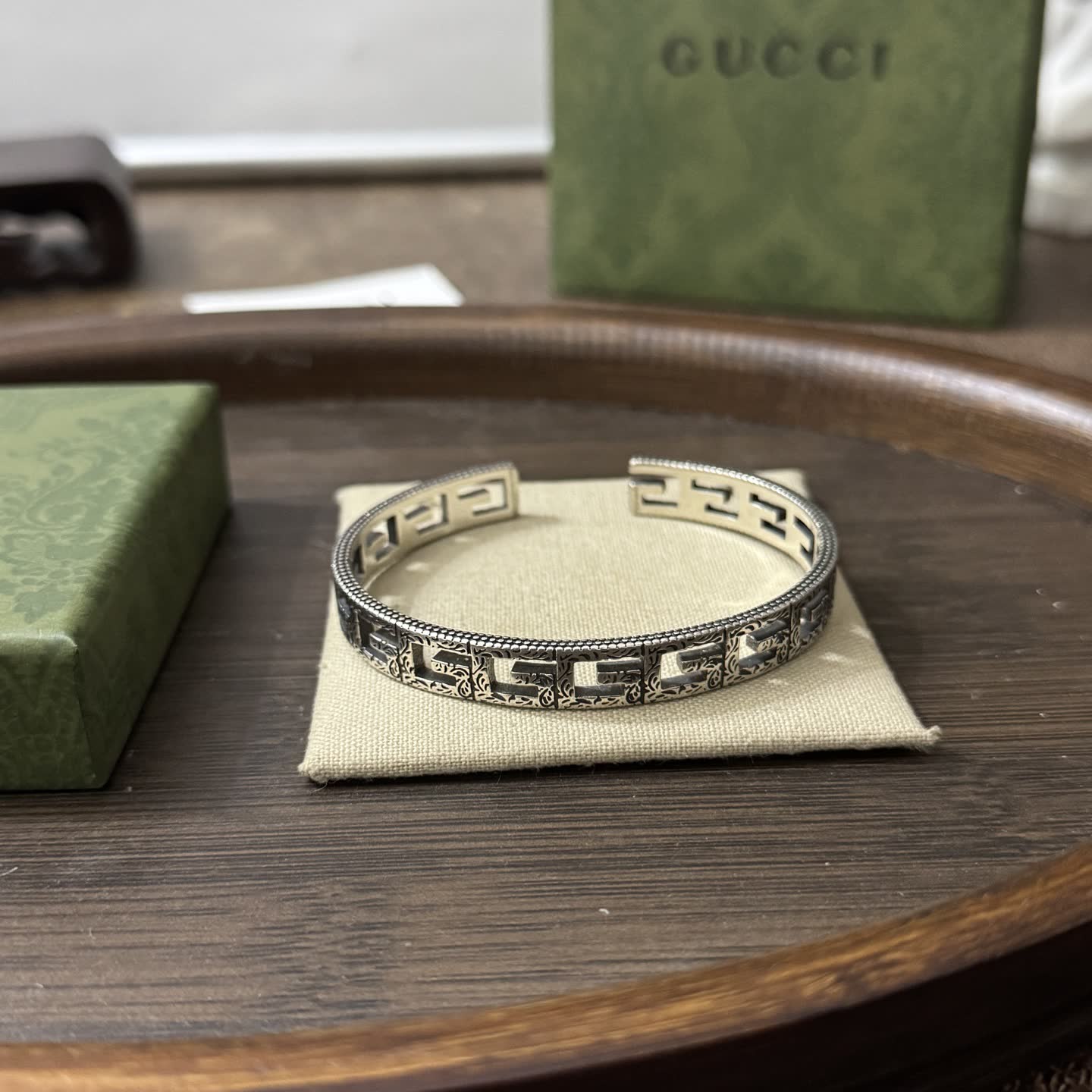 Gucci Bee Motif Silver Cuff Bracelet