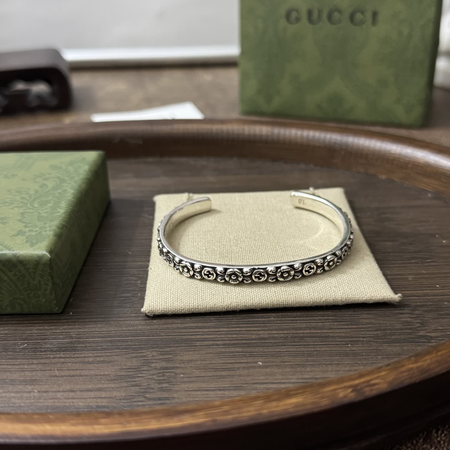 Gucci Bee Motif Silver Cuff Bracelet