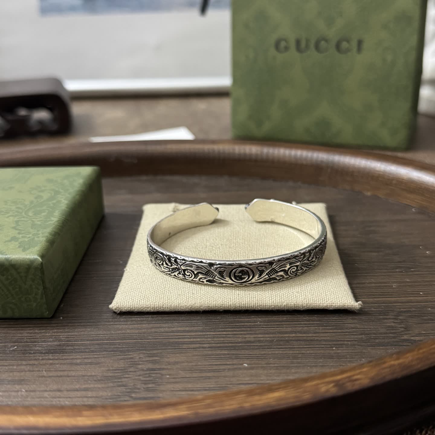 Gucci Bee Motif Silver Cuff Bracelet