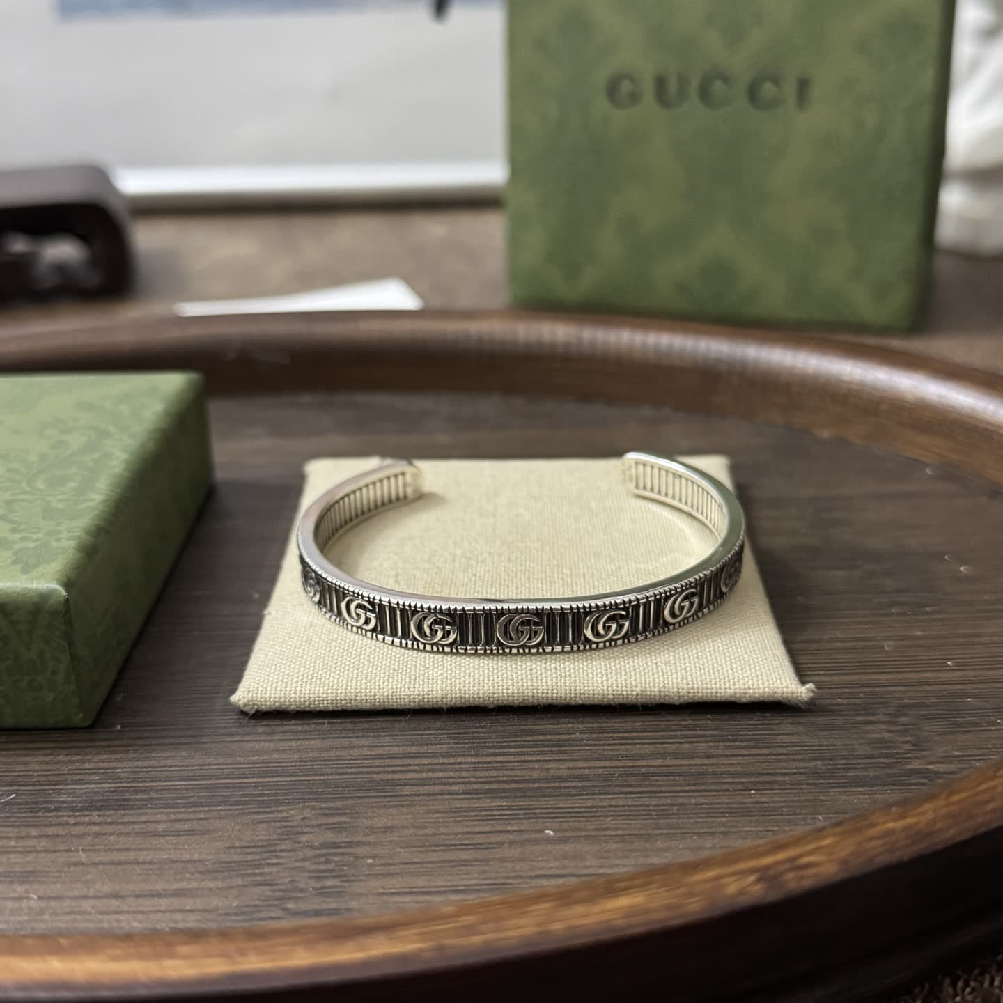 Gucci Bee Motif Silver Cuff Bracelet