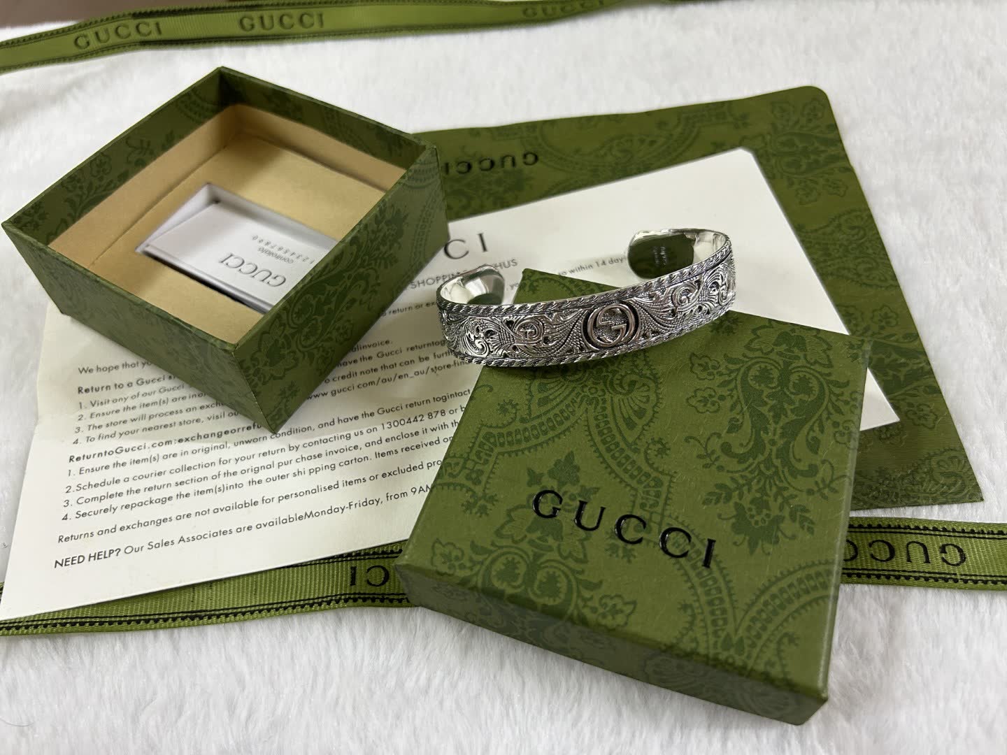 Gucci Silver Embossed Cuff Bracelet Gucci Silver Embossed Cuff Bracelet