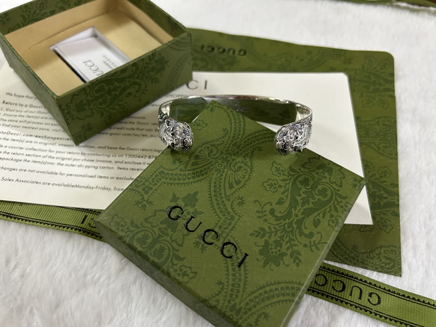 Gucci Silver Embossed Cuff Bracelet