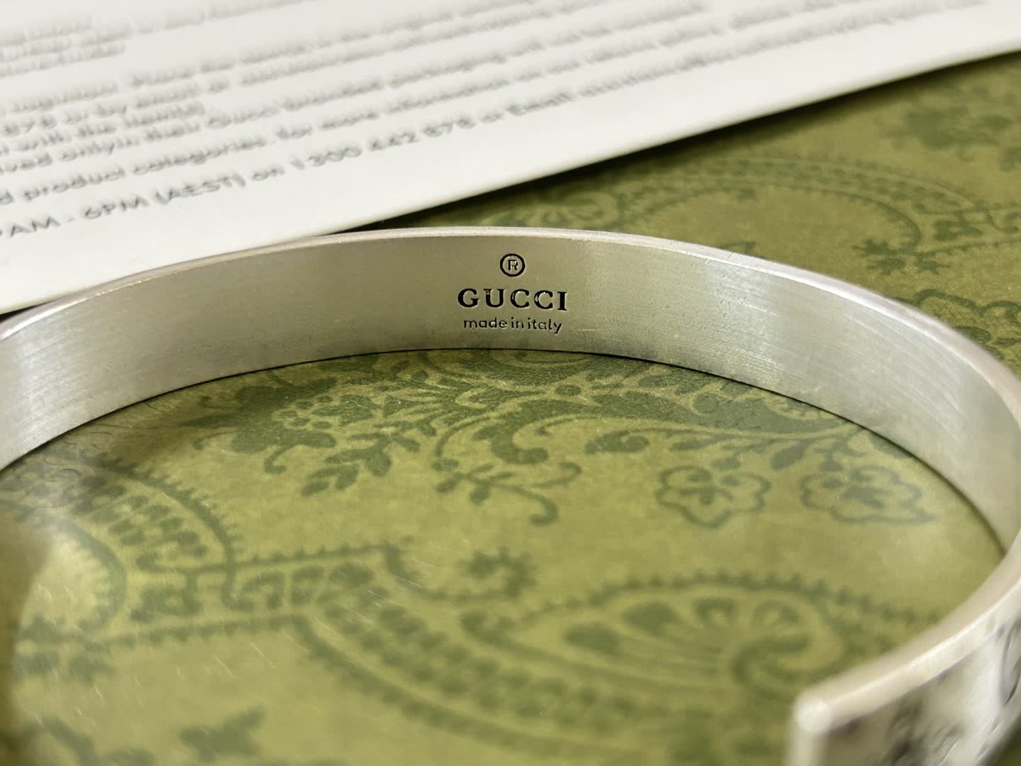 Gucci Bee Print Silver Cuff Bracelet