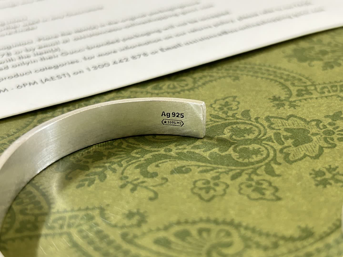 Gucci Bee Print Silver Cuff Bracelet