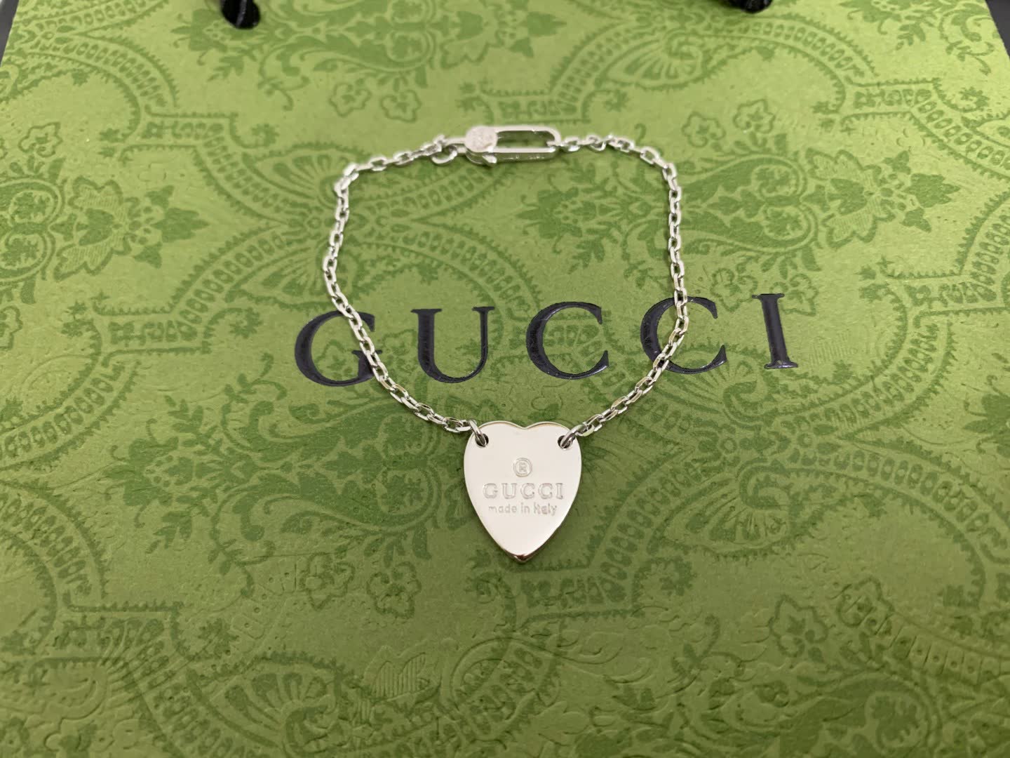 Gucci Silver Heart Charm Bracelet