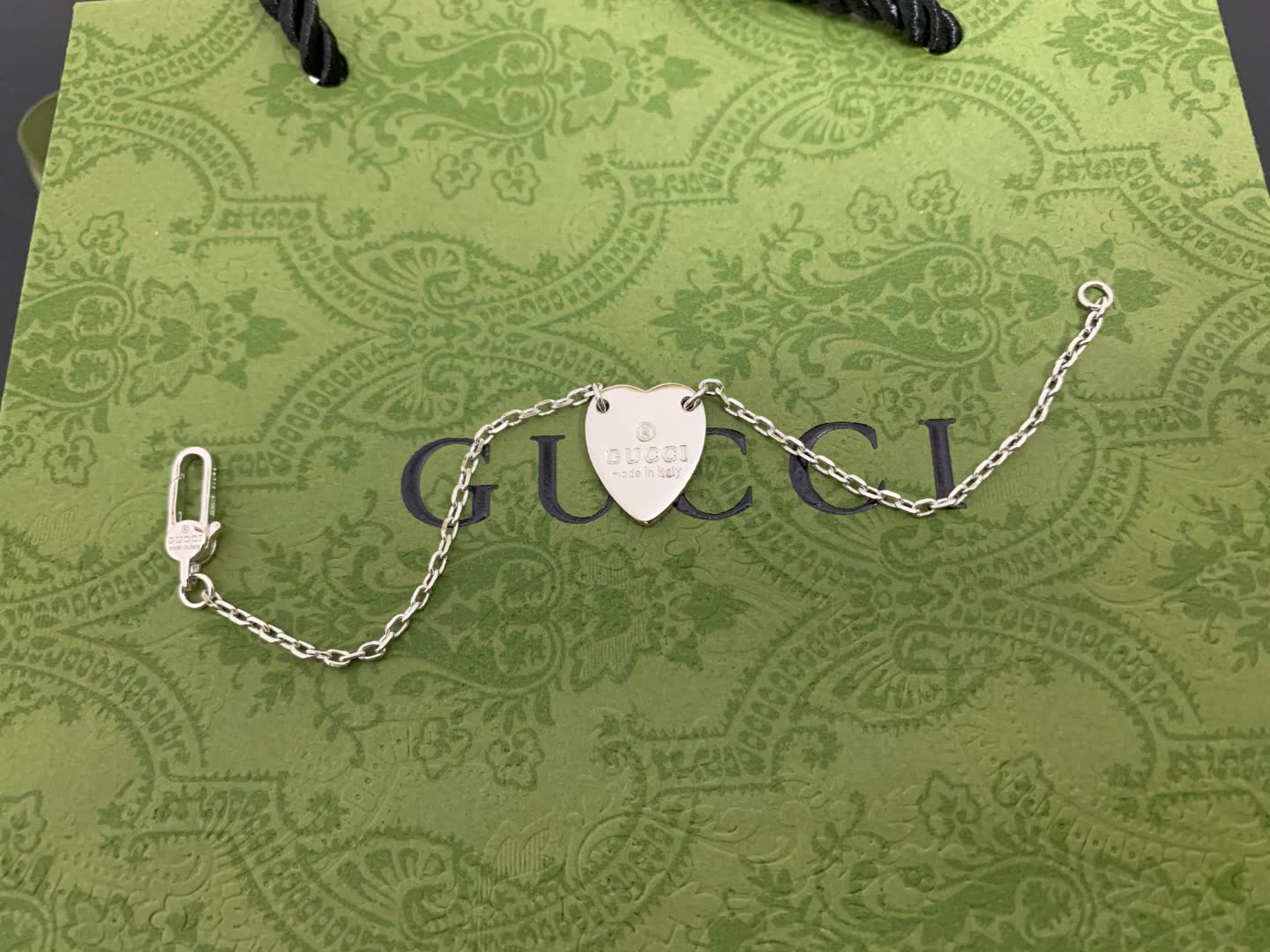 Gucci Silver Heart Charm Bracelet
