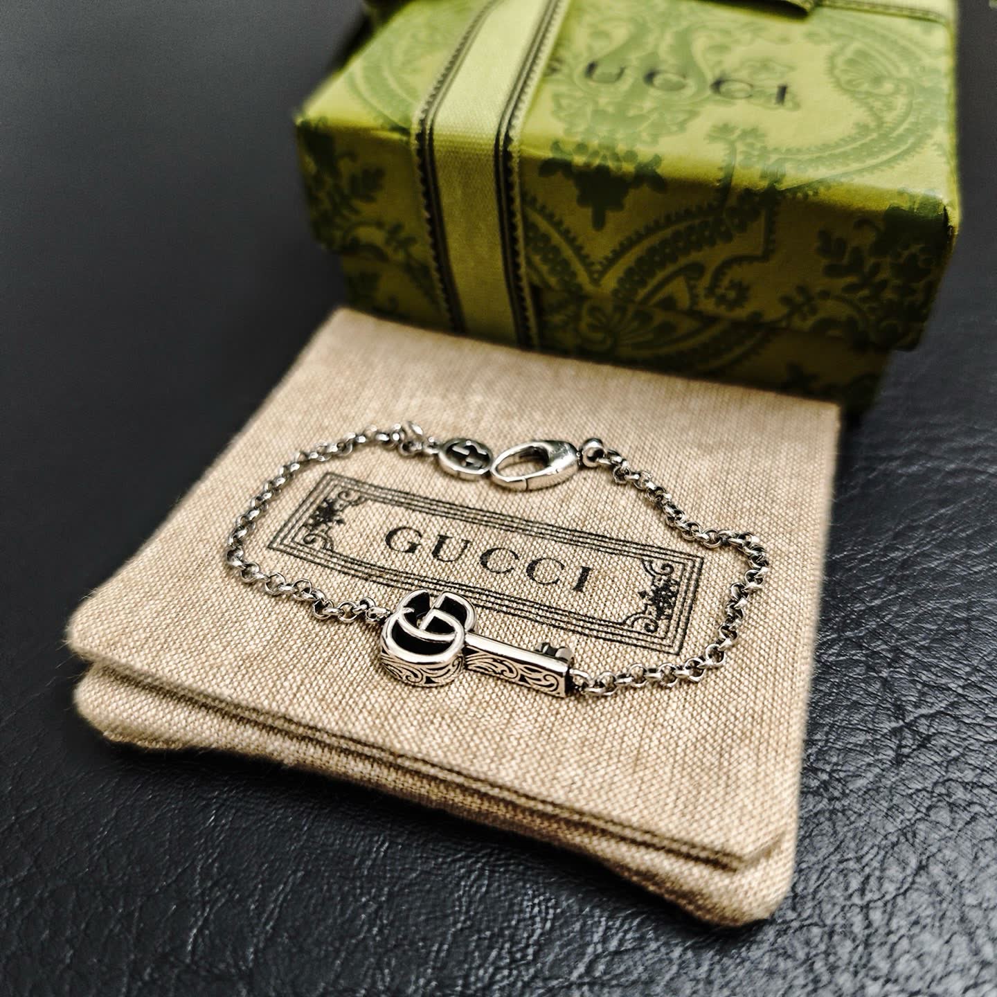Gucci Silver Key Charm Bracelet