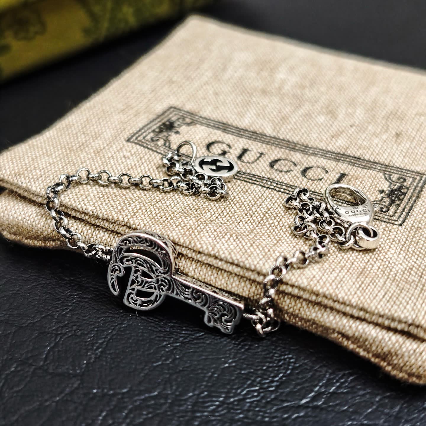 Gucci Silver Key Charm Bracelet