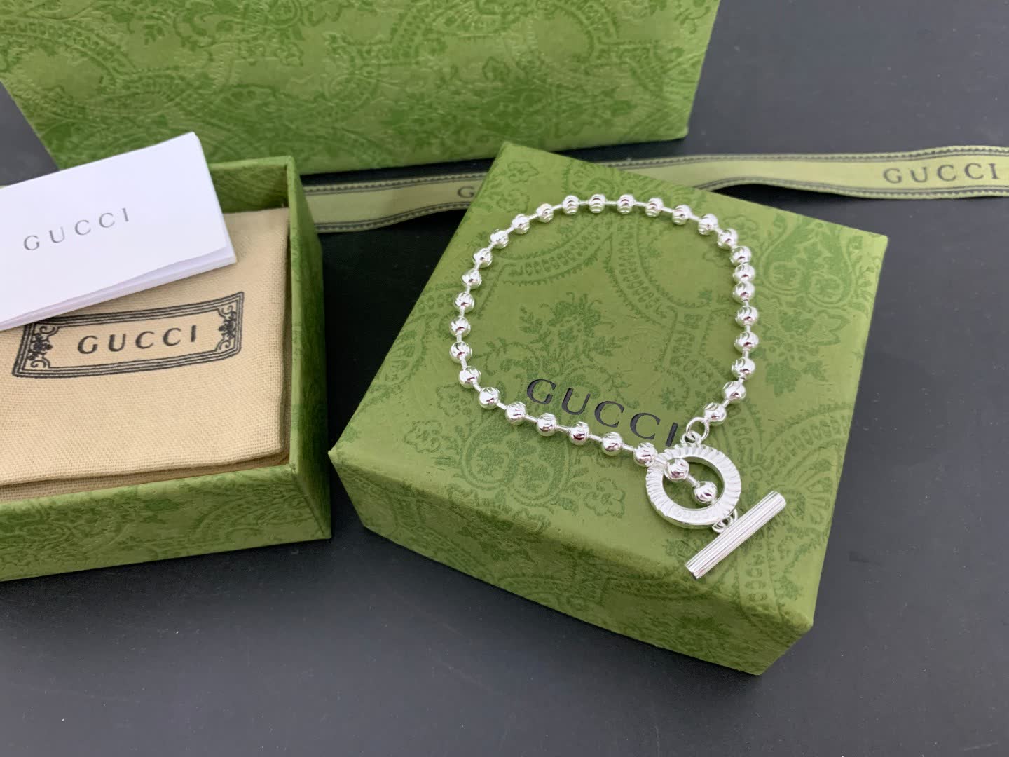 Gucci Silver Beaded Toggle Bracelet Gucci Silver Beaded Toggle Bracelet