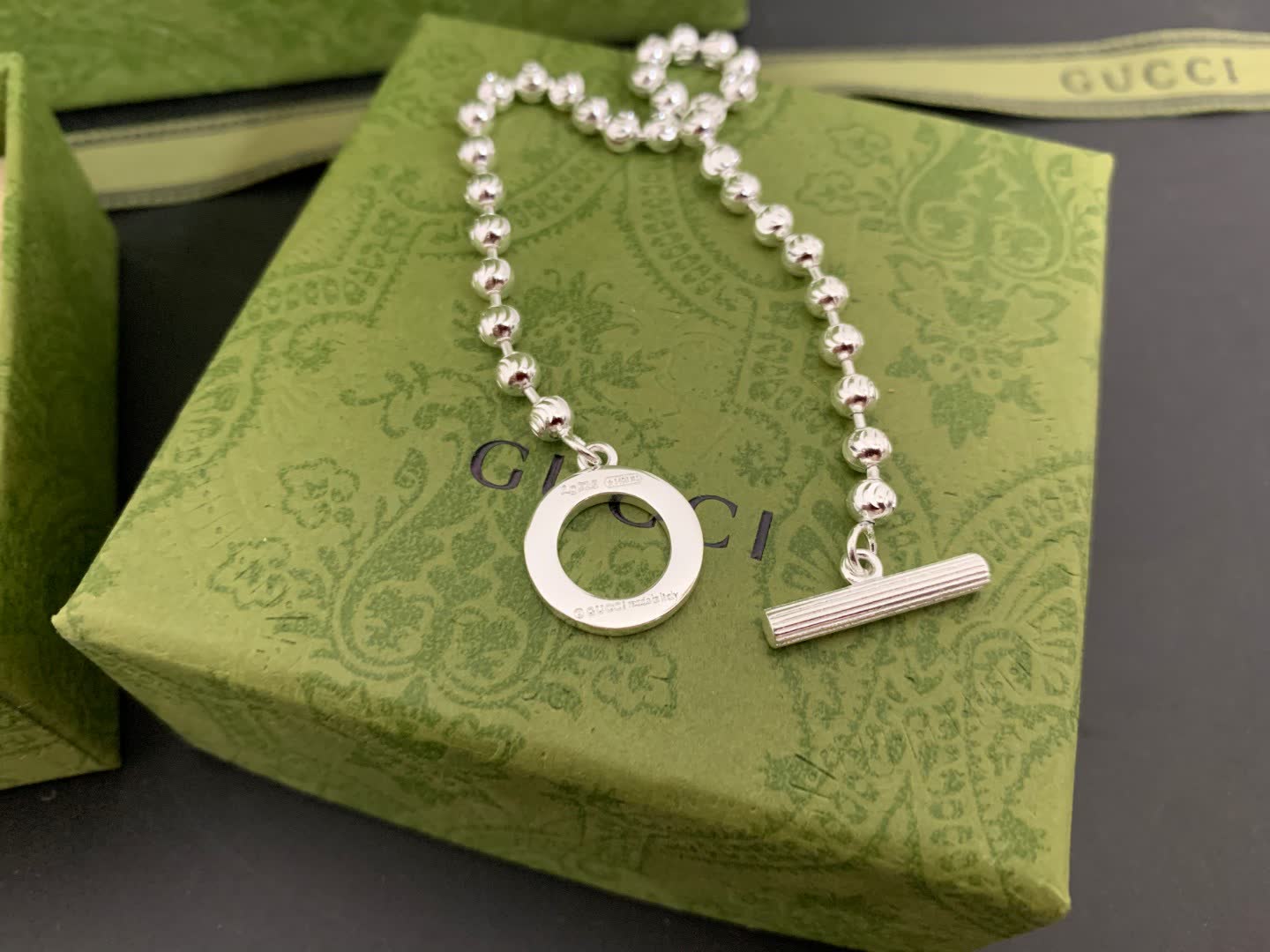 Gucci Silver Beaded Toggle Bracelet