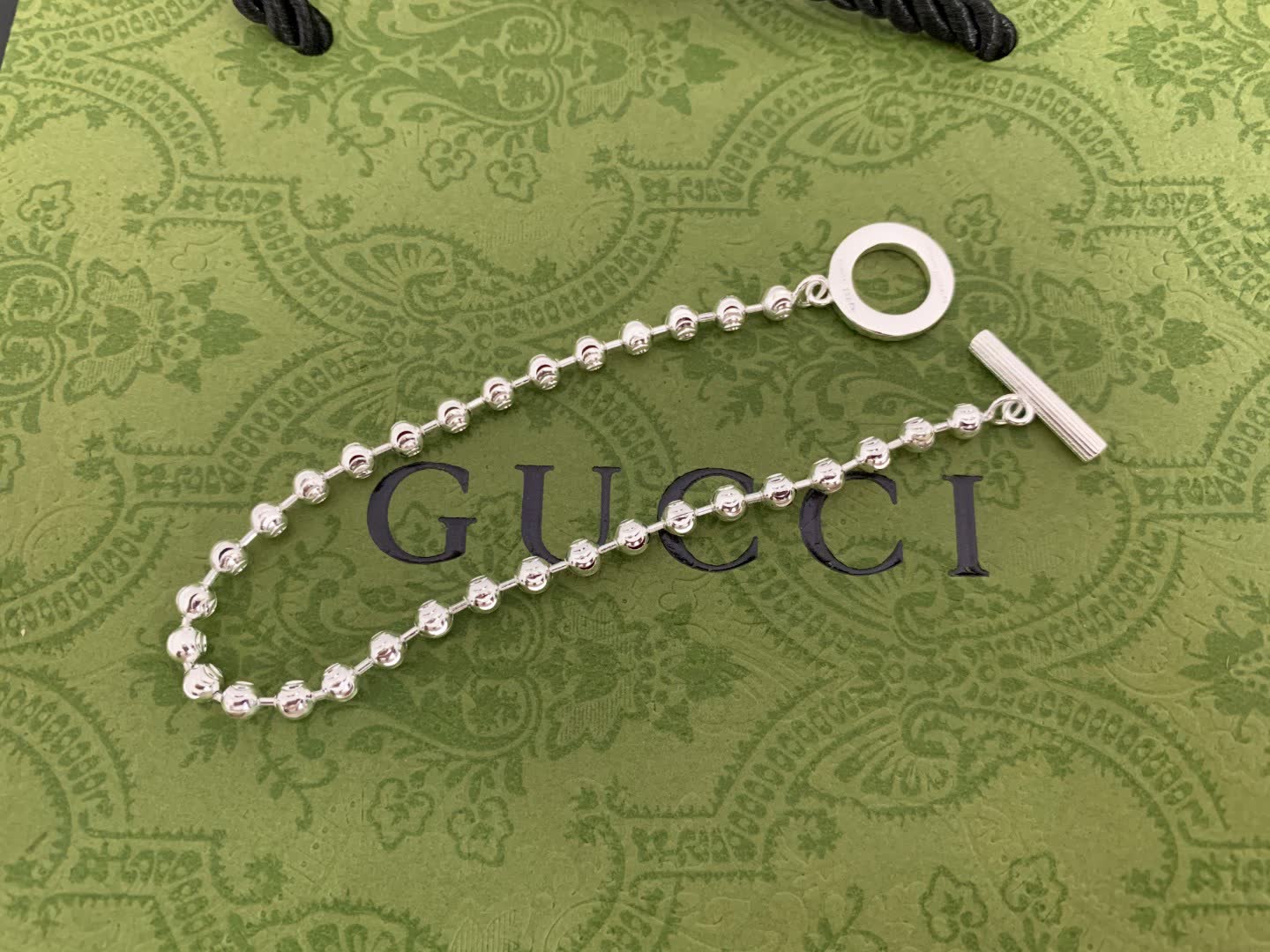 Gucci Silver Beaded Toggle Bracelet
