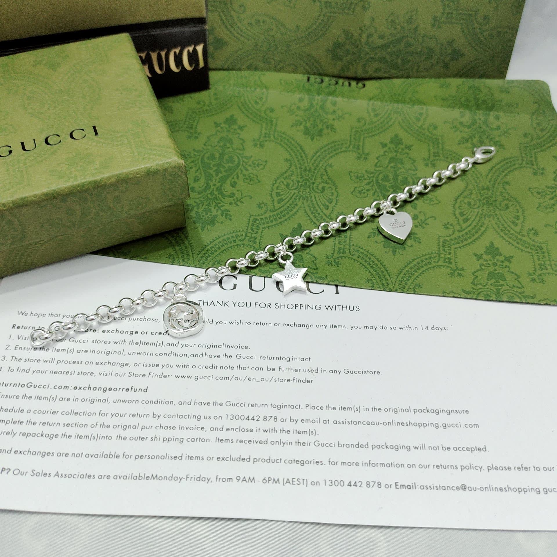 Gucci Silver Charm Bracelet Gucci Silver Charm Bracelet