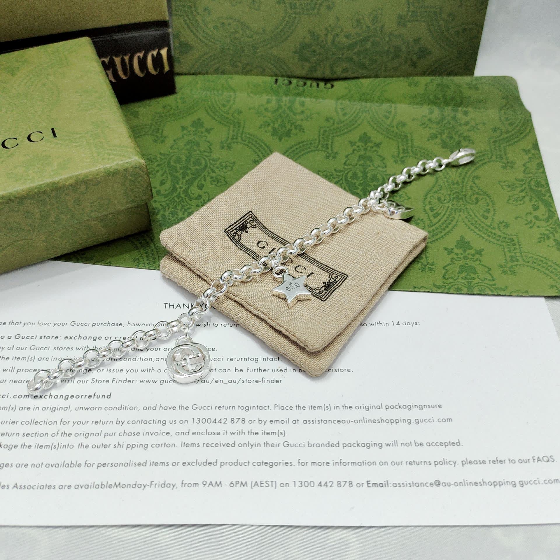 Gucci Silver Charm Bracelet