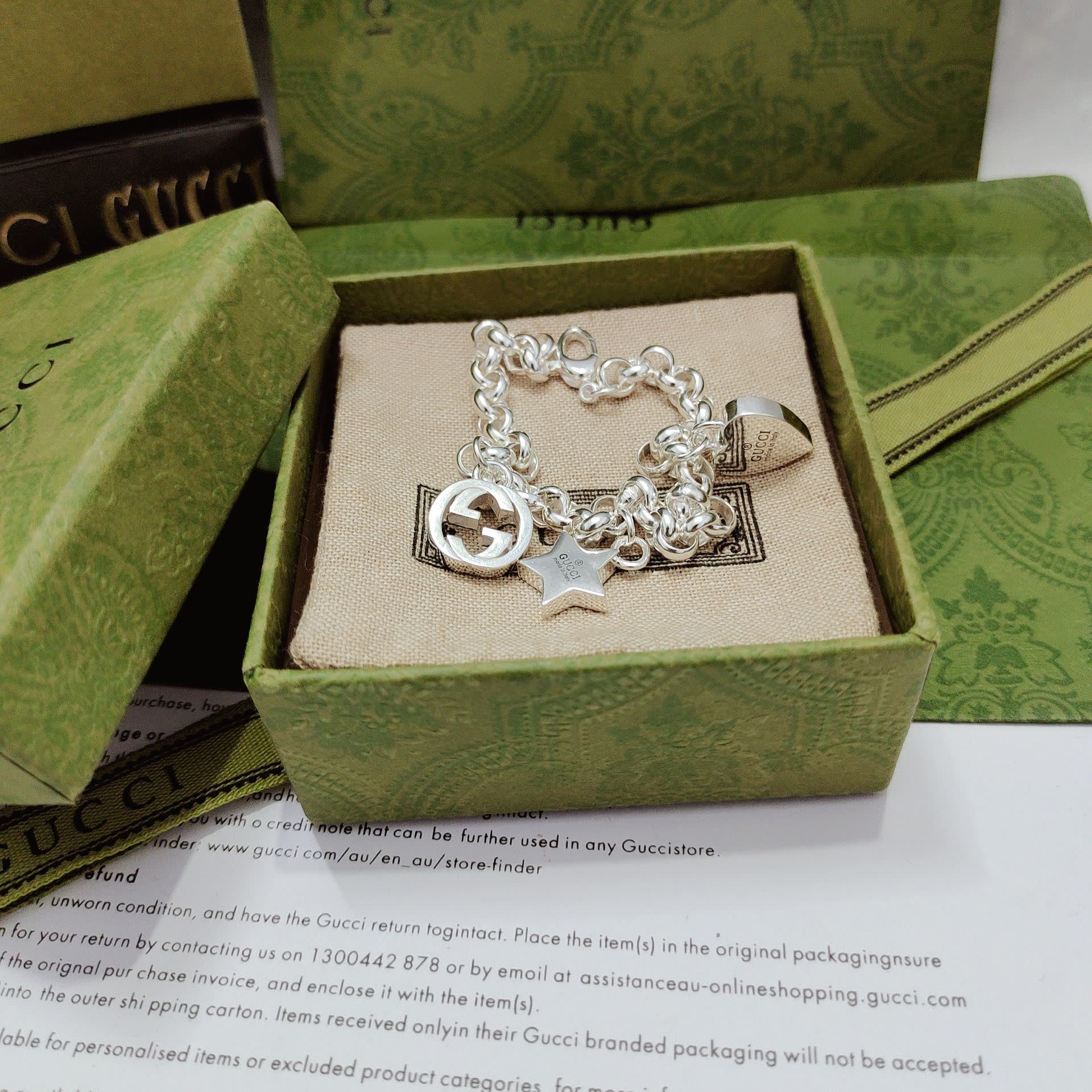 Gucci Silver Charm Bracelet