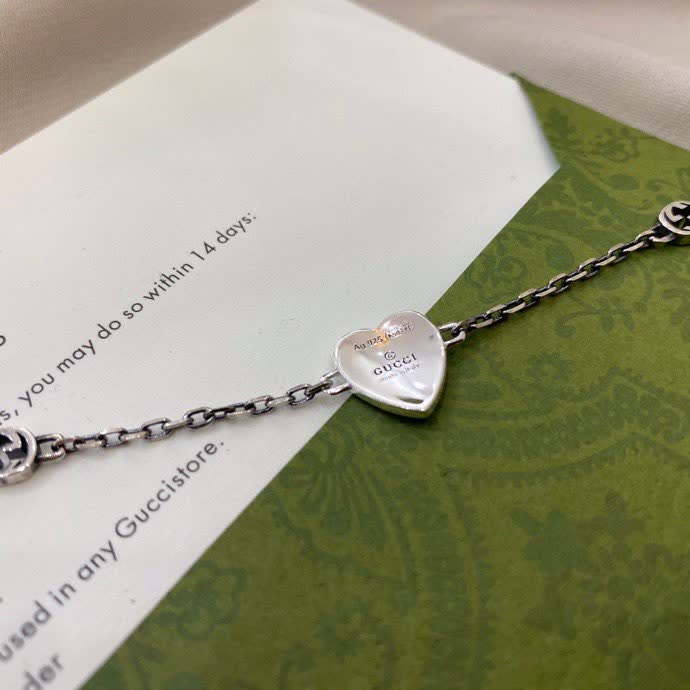 Gucci Silver Blue Heart Bracelet