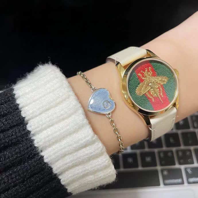 Gucci Silver Blue Heart Bracelet