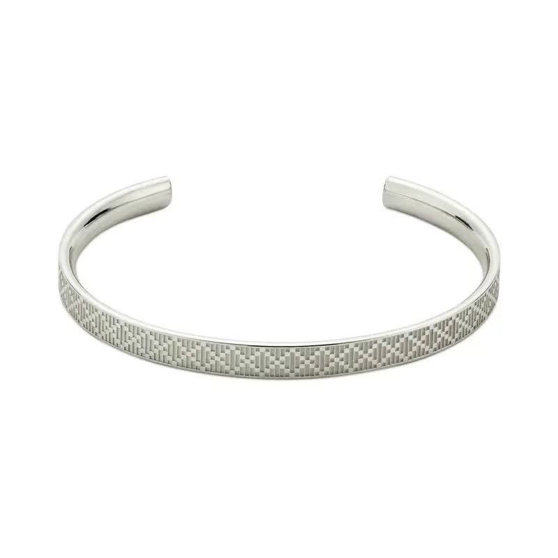 Gucci Silver Geometric Pattern Cuff Bracelet Gucci Silver Geometric Pattern Cuff Bracelet