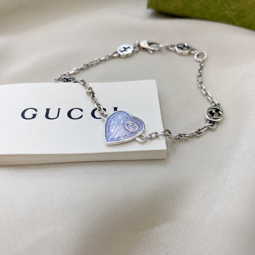 Gucci Silver Blue Heart Bracelet