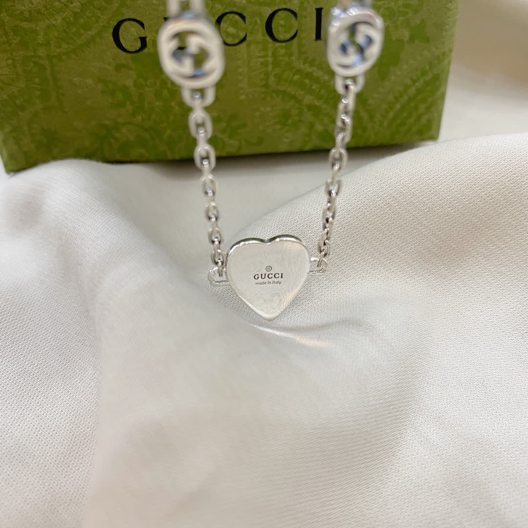 Gucci Silver Blue Heart Bracelet