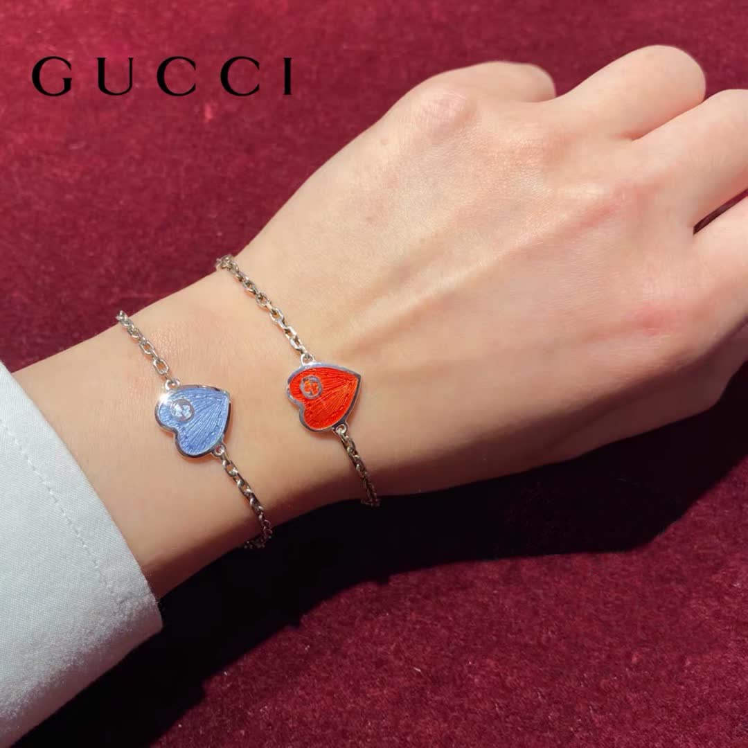Gucci Silver Blue Heart Bracelet