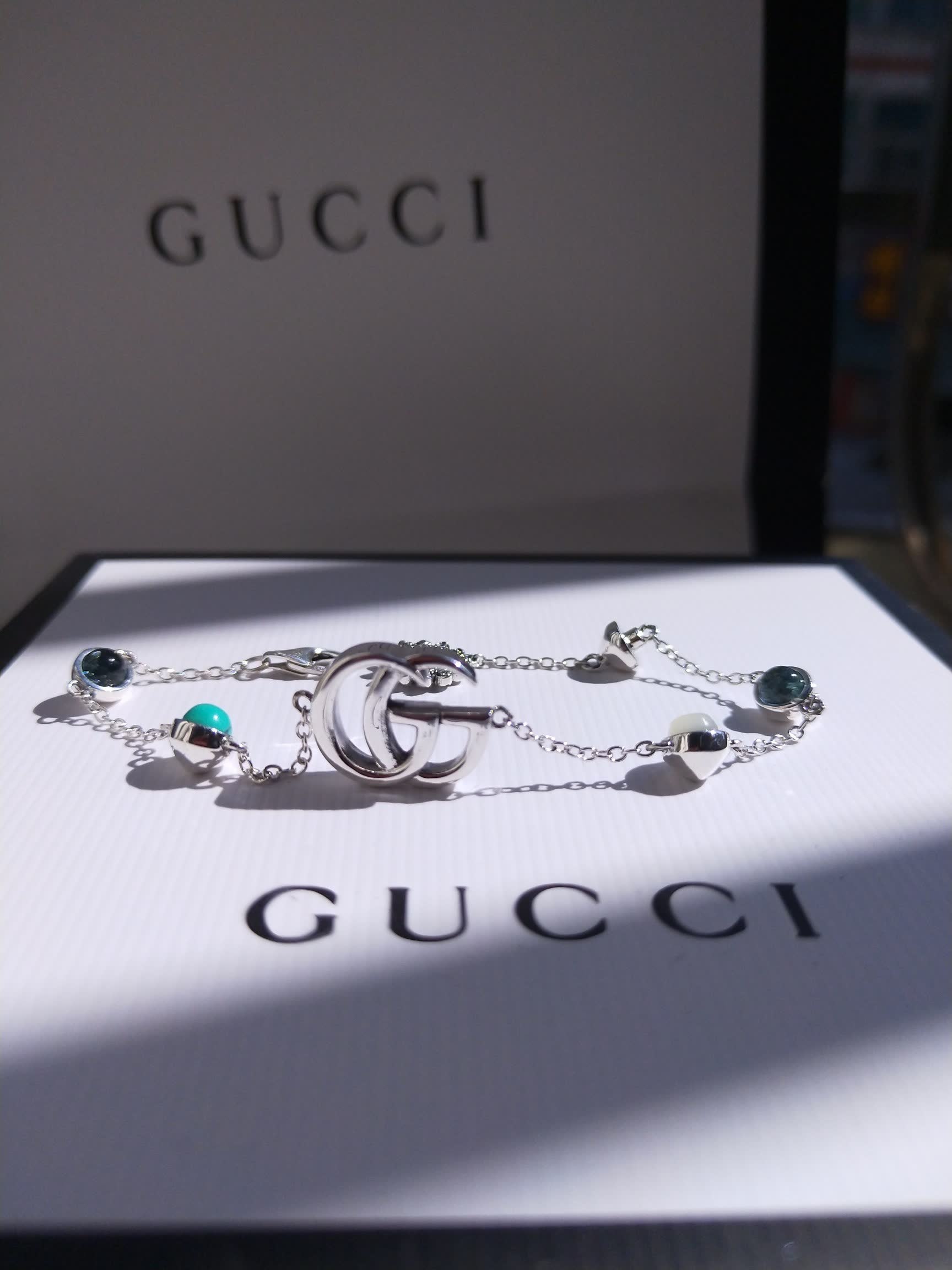 Gucci Silver Bracelet with Gemstones