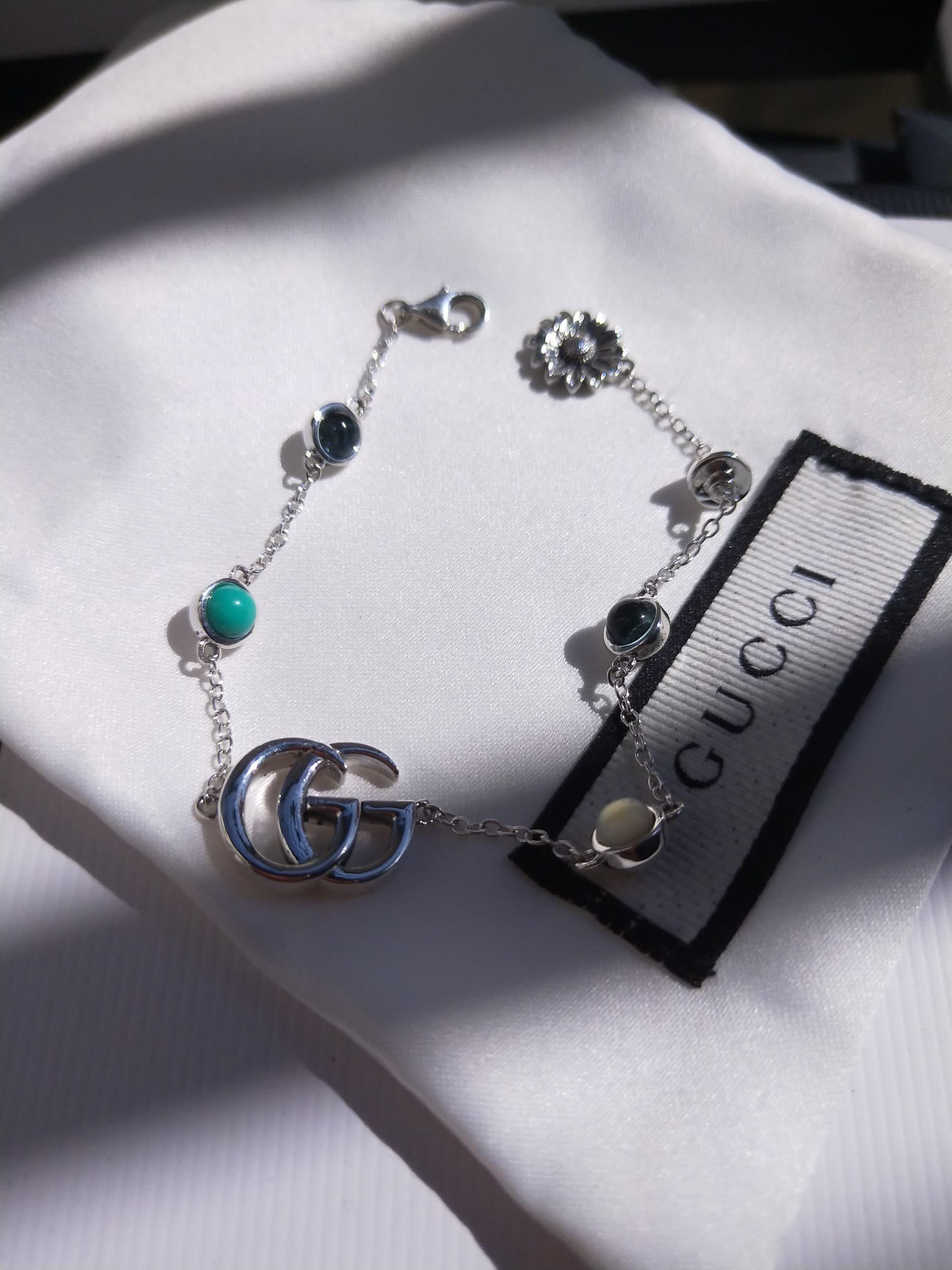 Gucci Silver Bracelet with Gemstones