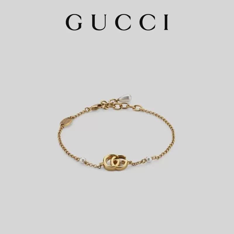 Gucci Double G Logo Bracelet with Pearls