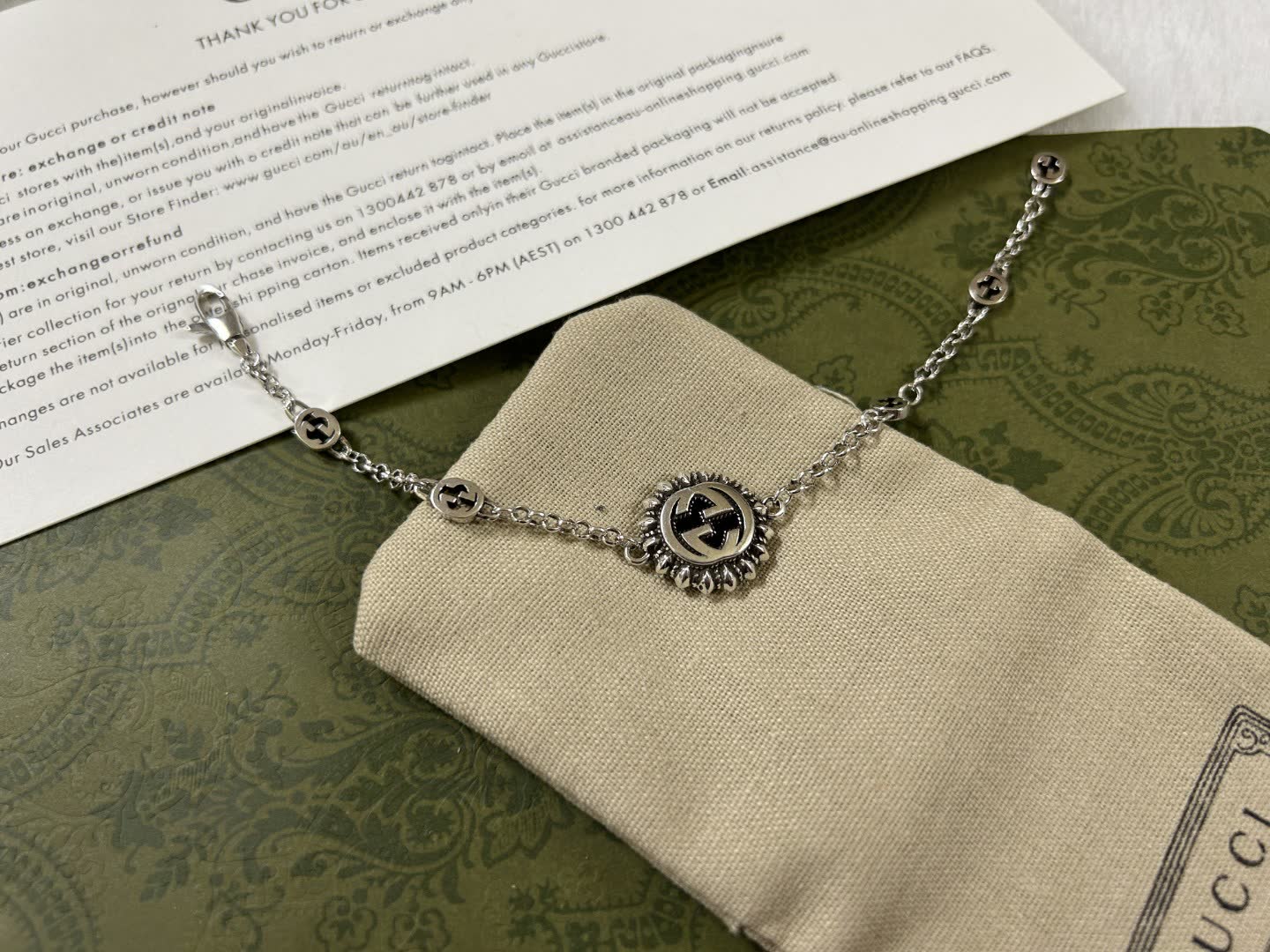 Gucci Silver Bracelet with Interlocking G Logo
