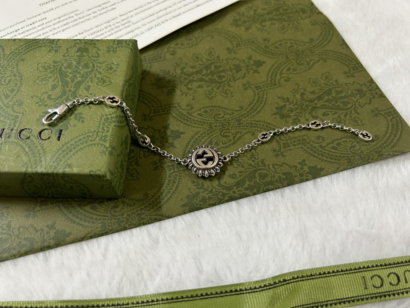 Gucci Silver Bracelet with Interlocking G Logo