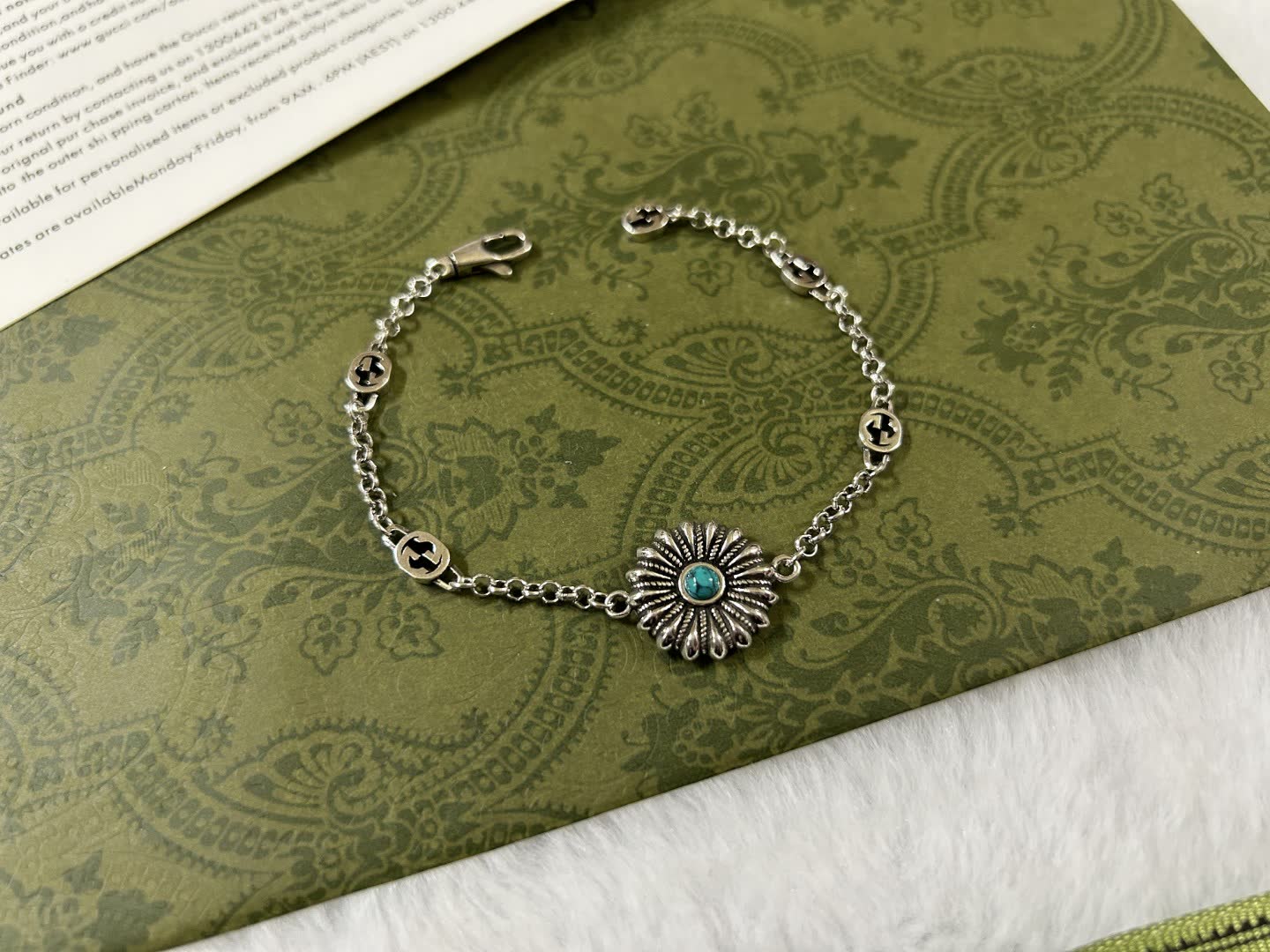 Gucci Silver Bracelet with Turquoise Stone