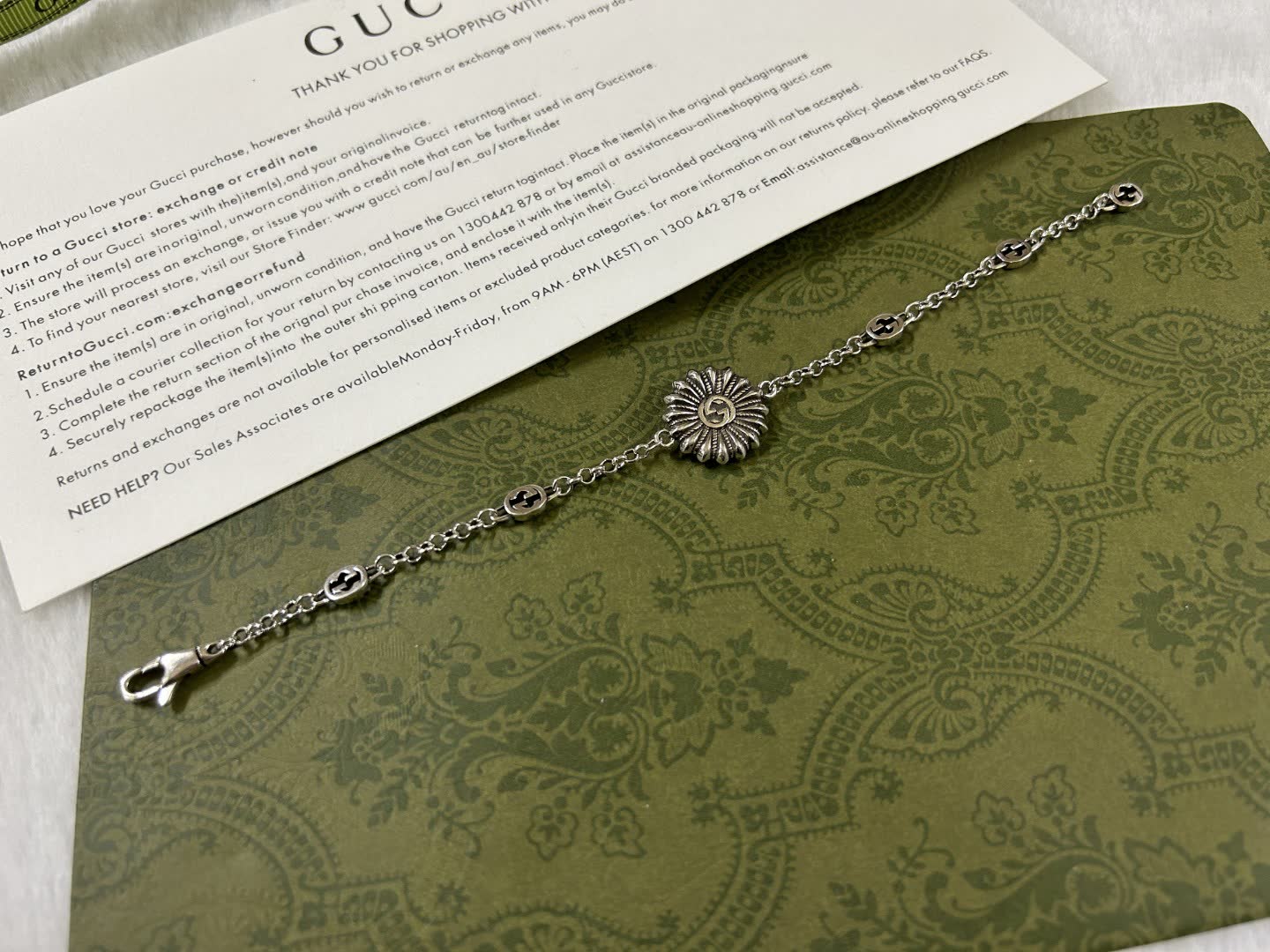 Gucci Silver Bracelet with Turquoise Stone