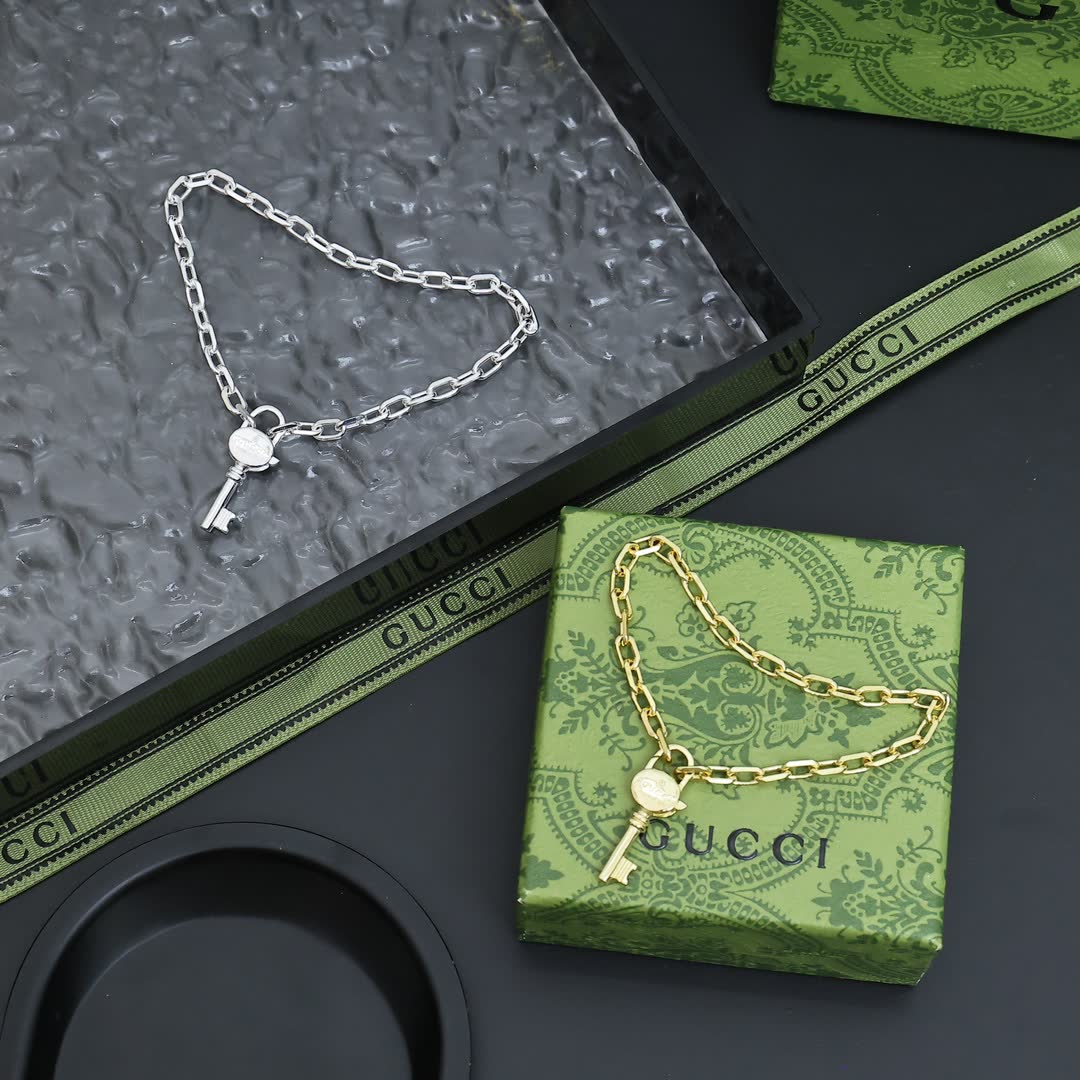 Gucci Silver Key Charm Bracelet