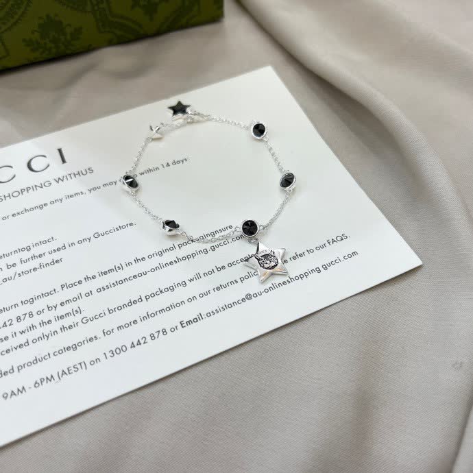 Gucci Silver Star and Black Stone Bracelet Gucci Silver Star and Black Stone Bracelet