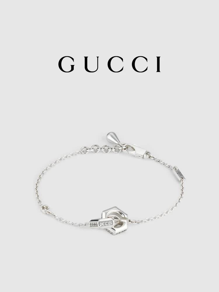 Gucci Silver Bracelet with Hexagon Charm Gucci Silver Bracelet with Hexagon Charm