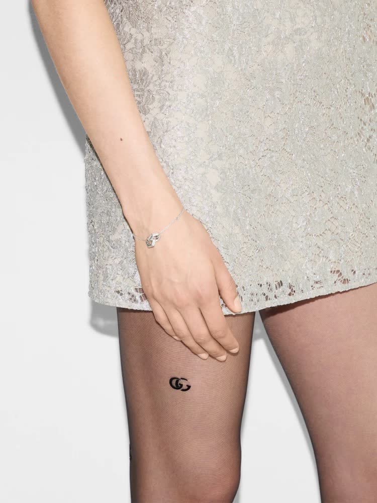 Gucci Silver Bracelet with Hexagon Charm