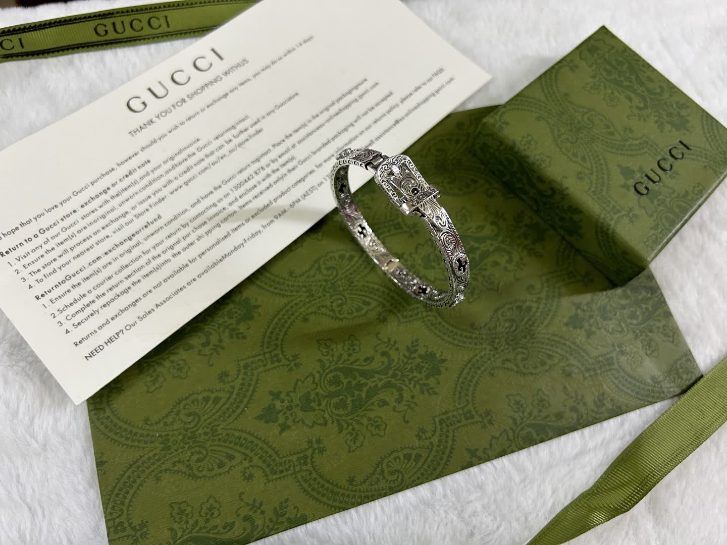 Gucci Silver Bracelet with Ornate Design Gucci Silver Bracelet with Ornate Design