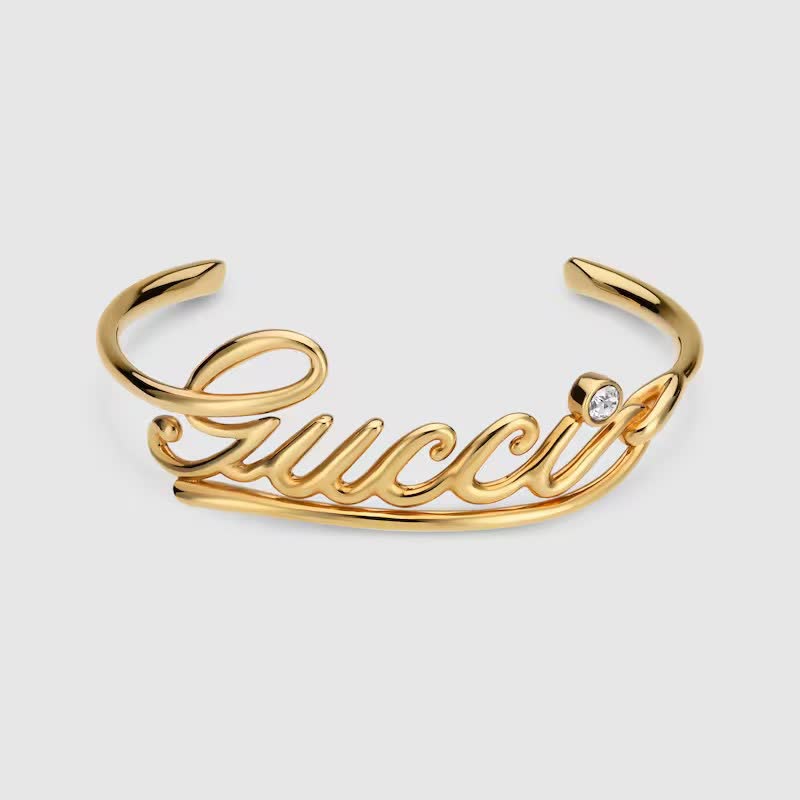 Gucci Gold Cuff Bracelet with Diamond
